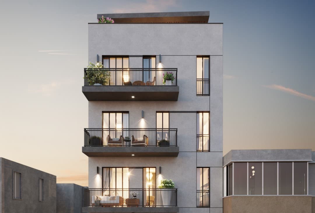 הדמייה של הבניין בחברון 6 בשעות בין ערביים