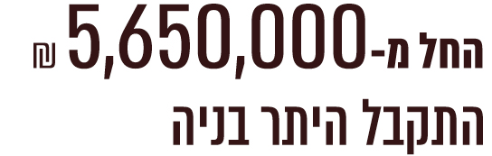 טקסט: החל מ-5,650,000 ש"ח. התקבל היתר בניה